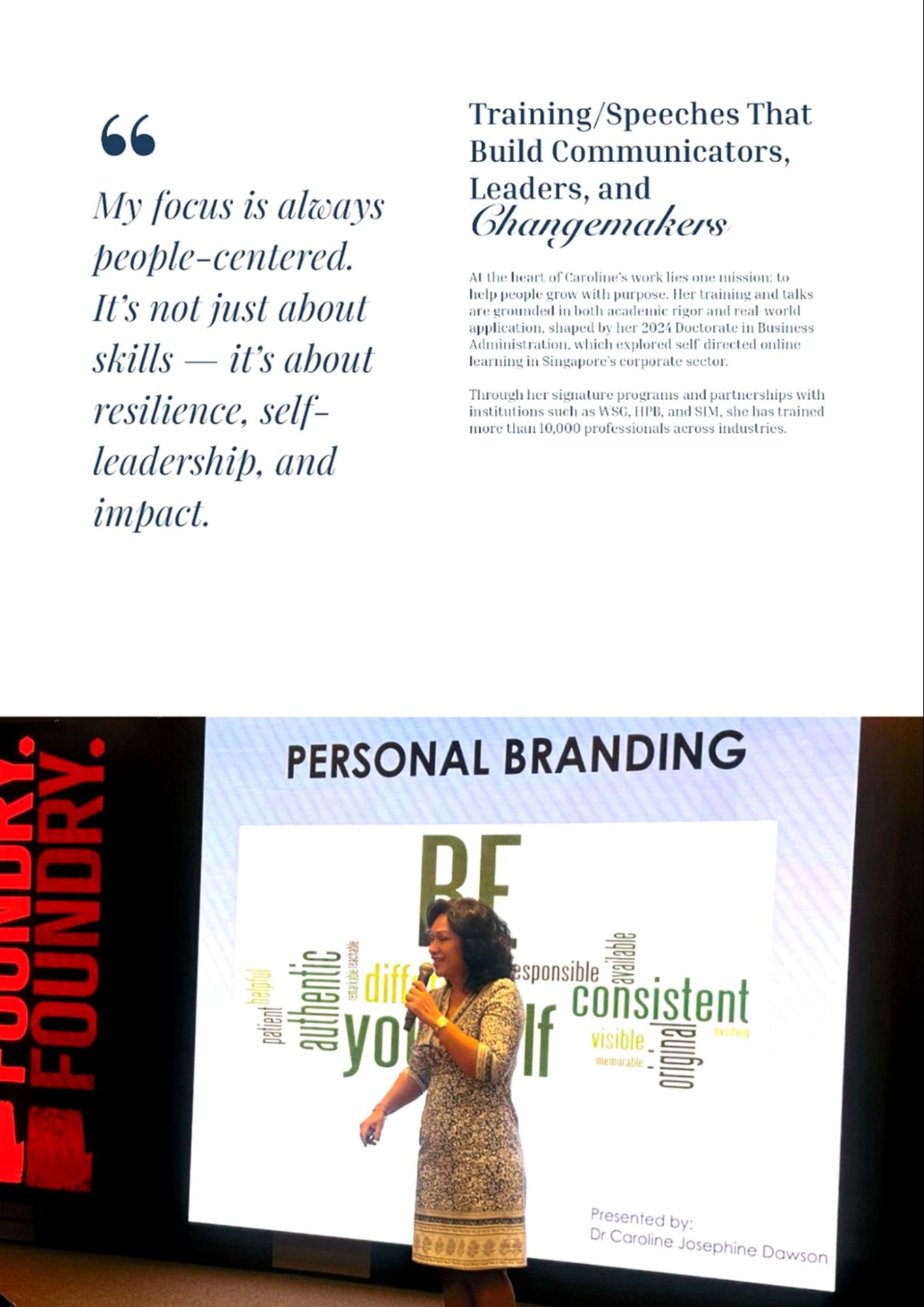 Dr. Caroline Dawson delivering a Personal Branding keynote